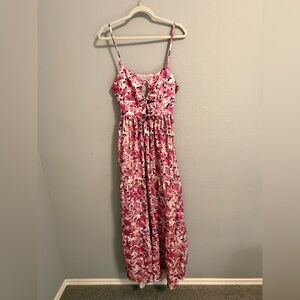 Pink Floral Cutout Maxi Dress – Large (Estimated)